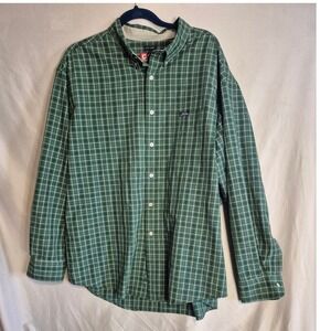 Chaps Ralph Lauren XXL Green Plaid‎ Long Sleeve Button Down Shirt Mens